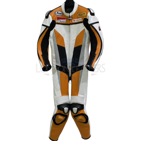 RTX Orange Spartan Sports Biker One Piece Leather Suit